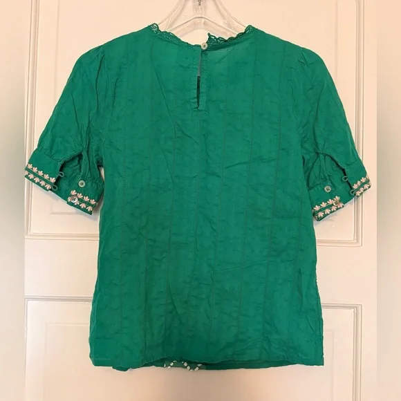 Maeve Teal Floral Embroidered Blouse - Picture 9 of 9